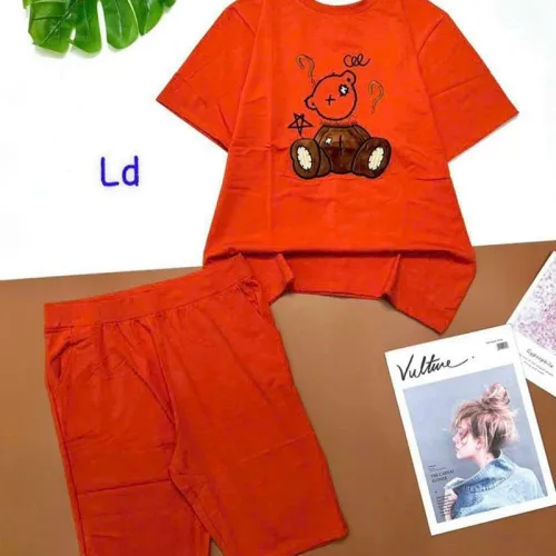 Đồ bộ quần lửng áo tay ngắn in hình gấu
