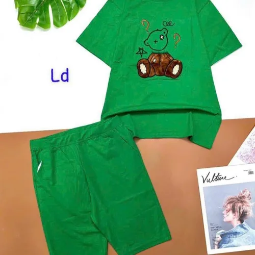 Đồ bộ quần lửng áo tay ngắn in hình gấu