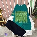 Đồ bộ quần lửng đen áo tay ngắn in hình