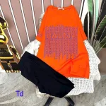 Đồ bộ quần lửng đen áo tay ngắn in hình
