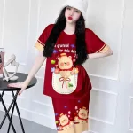 Đồ bộ quần lửng vải xước in hình cổ tròn
