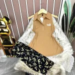 Đồ bộ quần ngố áo sát nách màu trơn cổ bẻ