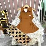 Đồ bộ quần ngố áo sát nách màu trơn cổ bẻ