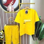 Đồ bộ quần ngố áo tay ngắn cổ tim in chữ form rộng