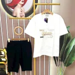 Đồ bộ quần ngố áo tay ngắn cổ tim in chữ form rộng