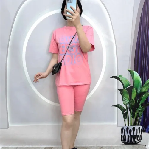 Đồ bộ quần ngố áo tay ngắn cổ tròn in chữ