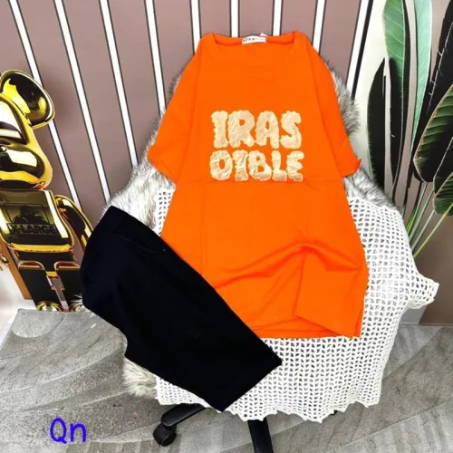 Đồ bộ quần ngố áo tay ngắn cổ tròn in chữ