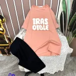 Đồ bộ quần ngố áo tay ngắn cổ tròn in chữ