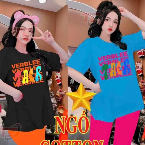 Đồ bộ quần ngố áo tay ngắn cổ tròn in chữ