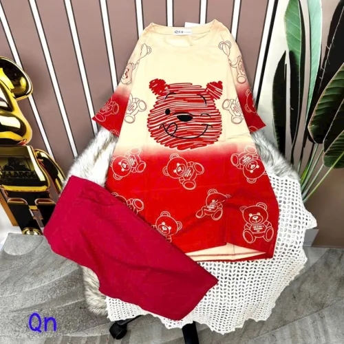 Đồ bộ quần ngố áo tay ngắn cổ tròn in hình