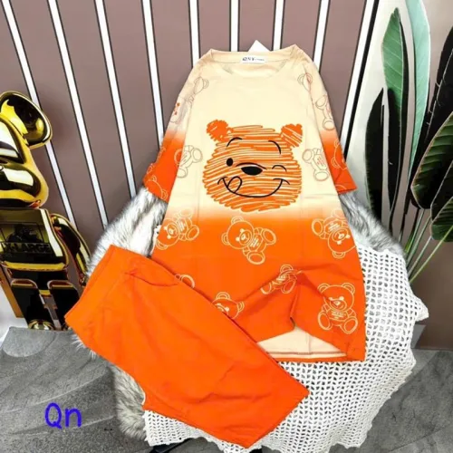 Đồ bộ quần ngố áo tay ngắn cổ tròn in hình