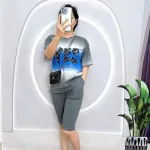 Đồ bộ quần ngố áo tay ngắn form rộng in chữ