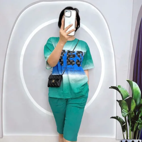 Đồ bộ quần ngố áo tay ngắn form rộng in chữ