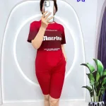 Đồ bộ quần ngố áo tay ngắn in chữ