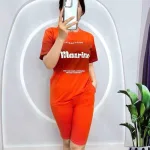 Đồ bộ quần ngố áo tay ngắn in chữ