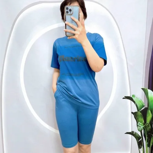 Đồ bộ quần ngố áo tay ngắn in chữ
