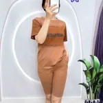 Đồ bộ quần ngố áo tay ngắn in chữ