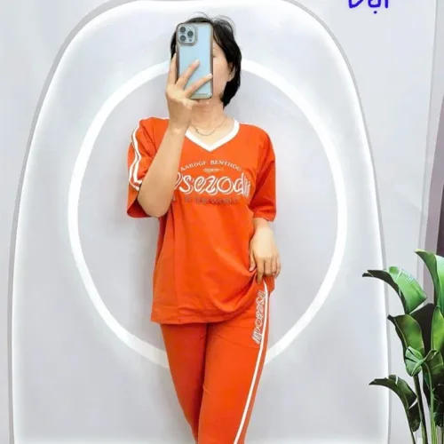 Đồ bộ quần ngố áo tay ngắn in chữ form rộng