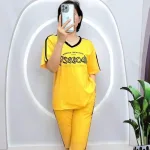 Đồ bộ quần ngố áo tay ngắn in chữ form rộng