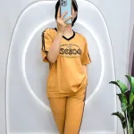 Đồ bộ quần ngố áo tay ngắn in chữ form rộng