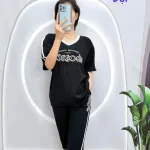 Đồ bộ quần ngố áo tay ngắn in chữ form rộng