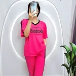 Đồ bộ quần ngố áo tay ngắn in chữ form rộng