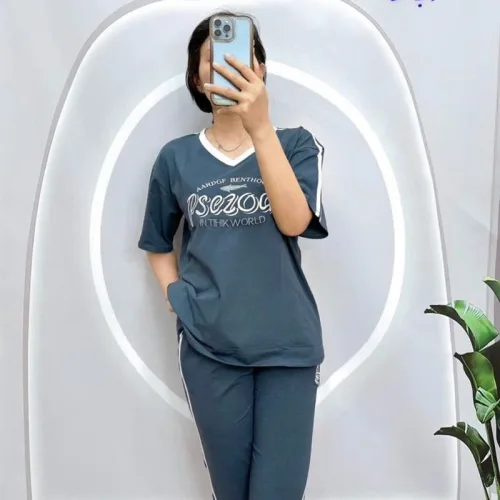 Đồ bộ quần ngố áo tay ngắn in chữ form rộng