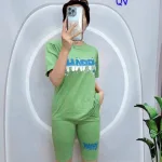 Đồ bộ quần ngố áo tay ngắn in chữ happy