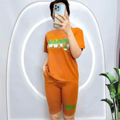 Đồ bộ quần ngố áo tay ngắn in chữ happy