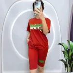 Đồ bộ quần ngố áo tay ngắn in chữ happy