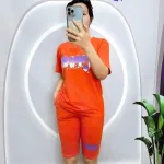 Đồ bộ quần ngố áo tay ngắn in chữ happy