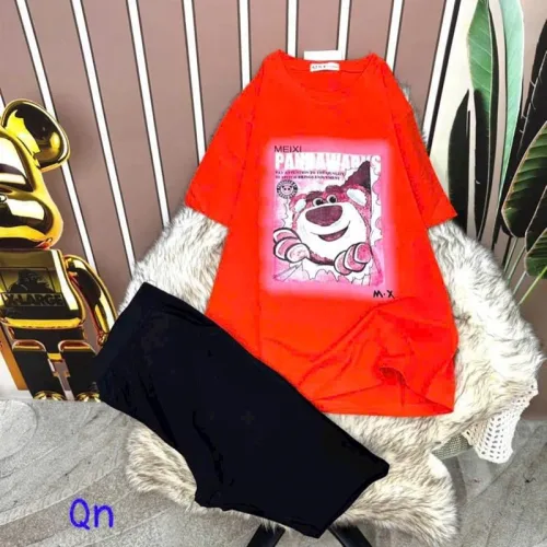 Đồ bộ quần ngố áo tay ngắn in hình
