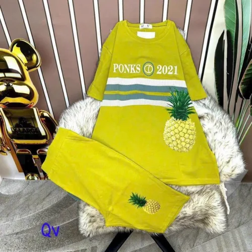 Đồ bộ quần ngố áo tay ngắn in hình dứa