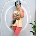 Đồ bộ quần ngố áo tay ngắn in hình gấu