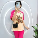 Đồ bộ quần ngố áo tay ngắn in hình gấu