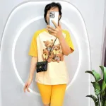 Đồ bộ quần ngố áo tay ngắn in hình gấu