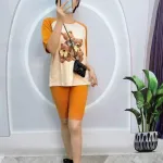 Đồ bộ quần ngố áo tay ngắn in hình gấu