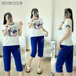 Đồ bộ quần ngố áo tay ngắn in hình gấu màu