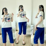 Đồ bộ quần ngố áo tay ngắn in hình gấu màu