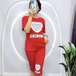 Đồ bộ quần ngố áo tay ngắn in hình trái tim trắng chữ