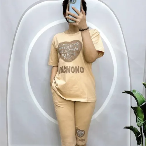 Đồ bộ quần ngố áo tay ngắn in hình trái tim trắng chữ