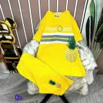 Đồ bộ quần ngố áo tay ngắn ngắn màu hình dứa