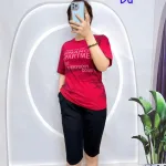 Đồ bộ quần ngố đen áo tay ngắn in nhiều chữ