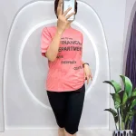 Đồ bộ quần ngố đen áo tay ngắn in nhiều chữ
