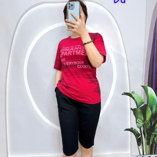 Đồ bộ quần ngố đen áo tay ngắn in nhiều chữ