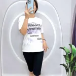 Đồ bộ quần ngố đen áo tay ngắn in nhiều chữ