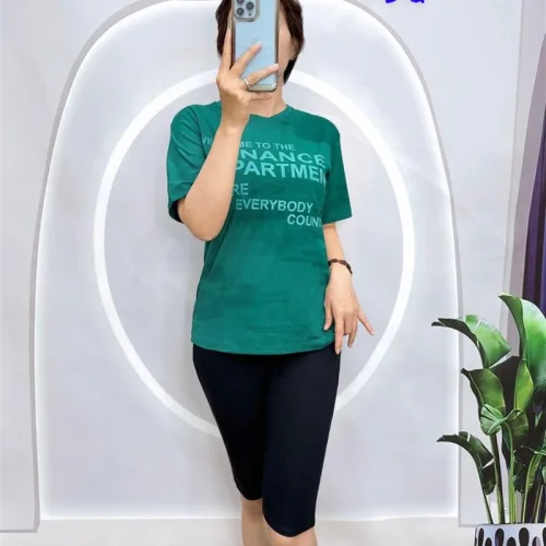 Đồ bộ quần ngố đen áo tay ngắn in nhiều chữ