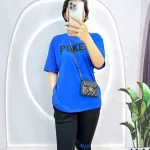 Đồ bộ quần ngố đen áo tay ngắn cổ tròn in chữ form rộng
