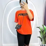 Đồ bộ quần ngố đen áo tay ngắn cổ tròn in chữ form rộng