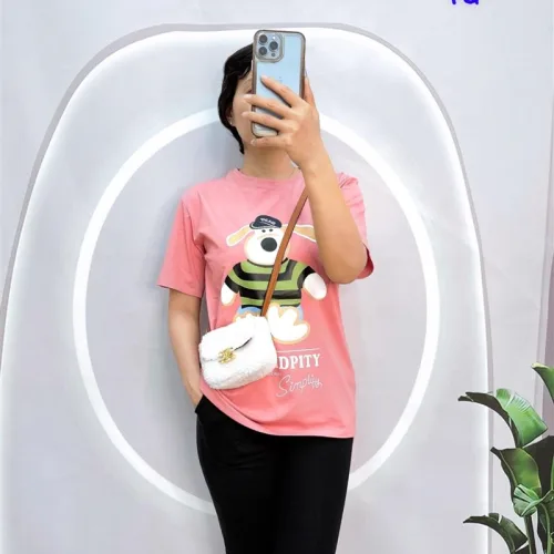 Đồ bộ quần ngố đen áo tay ngắn cổ tròn in hình